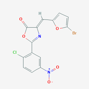 molecular formula C14H6BrClN2O5 B422683 4-[(5-bromo-2-furyl)methylene]-2-{2-chloro-5-nitrophenyl}-1,3-oxazol-5(4H)-one 