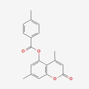 molecular formula C19H16O4 B4226831 4,7-dimethyl-2-oxo-2H-chromen-5-yl 4-methylbenzoate 