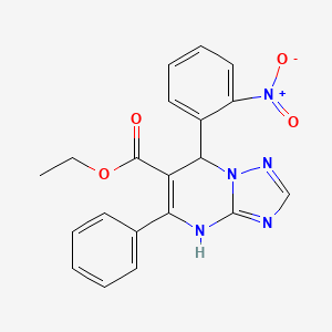 molecular formula C20H17N5O4 B4226838 ethyl 7-(2-nitrophenyl)-5-phenyl-4,7-dihydro[1,2,4]triazolo[1,5-a]pyrimidine-6-carboxylate 