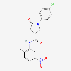 molecular formula C18H16ClN3O4 B4226848 1-(4-chlorophenyl)-N-(2-methyl-5-nitrophenyl)-5-oxo-3-pyrrolidinecarboxamide 
