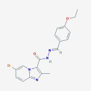 molecular formula C18H17BrN4O2 B422687 6-bromo-N'-(4-ethoxybenzylidene)-2-methylimidazo[1,2-a]pyridine-3-carbohydrazide CAS No. 352561-86-5