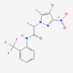 molecular formula C14H12BrF3N4O3 B4226871 2-(4-bromo-5-methyl-3-nitro-1H-pyrazol-1-yl)-N-[2-(trifluoromethyl)phenyl]propanamide 