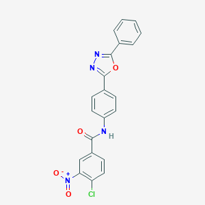 molecular formula C21H13ClN4O4 B422690 4-chloro-3-nitro-N-[4-(5-phenyl-1,3,4-oxadiazol-2-yl)phenyl]benzamide 