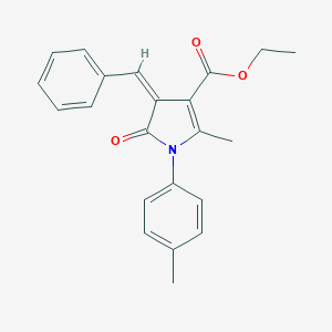 molecular formula C22H21NO3 B422693 ethyl 4-benzylidene-2-methyl-1-(4-methylphenyl)-5-oxo-4,5-dihydro-1H-pyrrole-3-carboxylate 