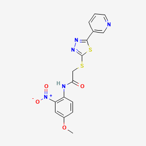 molecular formula C16H13N5O4S2 B4226963 N-(4-methoxy-2-nitrophenyl)-2-{[5-(3-pyridinyl)-1,3,4-thiadiazol-2-yl]thio}acetamide 