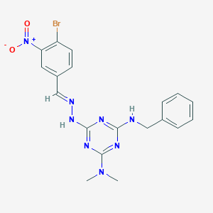 molecular formula C19H19BrN8O2 B422698 4-Bromo-3-nitrobenzaldehyde [4-(benzylamino)-6-(dimethylamino)-1,3,5-triazin-2-yl]hydrazone 