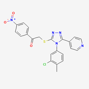 molecular formula C22H16ClN5O3S B4226981 2-{[4-(3-chloro-4-methylphenyl)-5-(4-pyridinyl)-4H-1,2,4-triazol-3-yl]thio}-1-(4-nitrophenyl)ethanone 