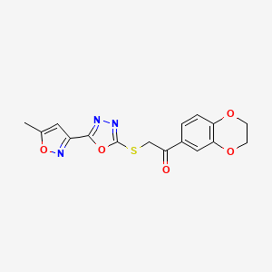 1-(2,3-dihydro-1,4-benzodioxin-6-yl)-2-{[5-(5-methyl-3-isoxazolyl)-1,3,4-oxadiazol-2-yl]thio}ethanone