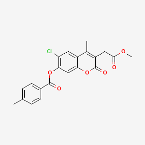 6-chloro-3-(2-methoxy-2-oxoethyl)-4-methyl-2-oxo-2H-chromen-7-yl 4-methylbenzoate