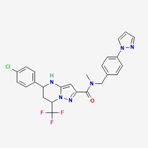 molecular formula C25H22ClF3N6O B4227020 5-(4-chlorophenyl)-N-methyl-N-[4-(1H-pyrazol-1-yl)benzyl]-7-(trifluoromethyl)-4,5,6,7-tetrahydropyrazolo[1,5-a]pyrimidine-2-carboxamide 