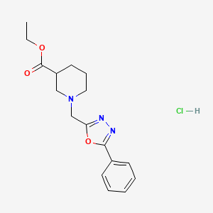 molecular formula C17H22ClN3O3 B4227027 ethyl 1-[(5-phenyl-1,3,4-oxadiazol-2-yl)methyl]-3-piperidinecarboxylate hydrochloride 