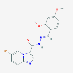 molecular formula C18H17BrN4O3 B422703 6-bromo-N'-(2,4-dimethoxybenzylidene)-2-methylimidazo[1,2-a]pyridine-3-carbohydrazide 