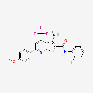 3-amino-N-(2-fluorophenyl)-6-(4-methoxyphenyl)-4-(trifluoromethyl)thieno[2,3-b]pyridine-2-carboxamide