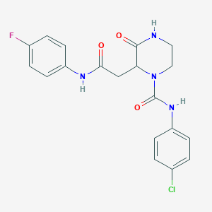 N-(4-chlorophenyl)-2-{2-[(4-fluorophenyl)amino]-2-oxoethyl}-3-oxo-1-piperazinecarboxamide