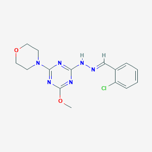 molecular formula C15H17ClN6O2 B422707 2-Chlorobenzaldehyde [4-methoxy-6-(4-morpholinyl)-1,3,5-triazin-2-yl]hydrazone 