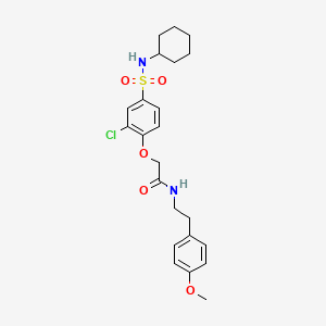 molecular formula C23H29ClN2O5S B4227078 2-{2-chloro-4-[(cyclohexylamino)sulfonyl]phenoxy}-N-[2-(4-methoxyphenyl)ethyl]acetamide 