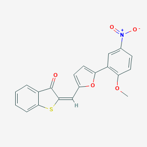 molecular formula C20H13NO5S B422708 2-[(5-{5-nitro-2-methoxyphenyl}-2-furyl)methylene]-1-benzothiophen-3(2H)-one 
