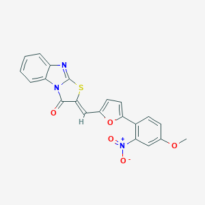 molecular formula C21H13N3O5S B422711 (2Z)-2-{[5-(4-methoxy-2-nitrophenyl)furan-2-yl]methylidene}[1,3]thiazolo[3,2-a]benzimidazol-3(2H)-one 