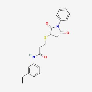 3-[(2,5-dioxo-1-phenyl-3-pyrrolidinyl)thio]-N-(3-ethylphenyl)propanamide