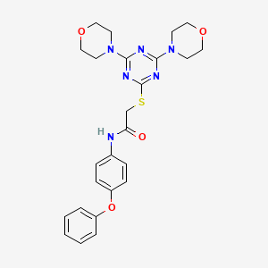 molecular formula C25H28N6O4S B4227118 2-[(4,6-di-4-morpholinyl-1,3,5-triazin-2-yl)thio]-N-(4-phenoxyphenyl)acetamide 