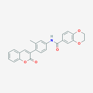 N-[3-methyl-4-(2-oxo-2H-chromen-3-yl)phenyl]-2,3-dihydro-1,4-benzodioxine-6-carboxamide