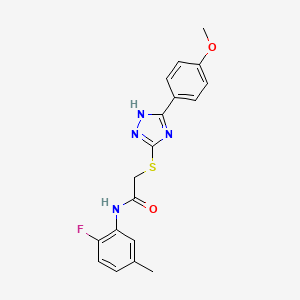 molecular formula C18H17FN4O2S B4227142 N-(2-fluoro-5-methylphenyl)-2-{[5-(4-methoxyphenyl)-4H-1,2,4-triazol-3-yl]thio}acetamide 