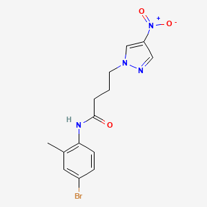 molecular formula C14H15BrN4O3 B4227150 N-(4-bromo-2-methylphenyl)-4-(4-nitro-1H-pyrazol-1-yl)butanamide 