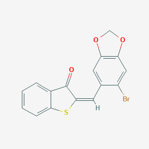 molecular formula C16H9BrO3S B422718 2-[(6-bromo-1,3-benzodioxol-5-yl)methylene]-1-benzothiophen-3(2H)-one 
