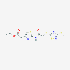 molecular formula C12H14N4O3S4 B4227183 ethyl {2-[({[3-(methylthio)-1,2,4-thiadiazol-5-yl]thio}acetyl)amino]-1,3-thiazol-4-yl}acetate 