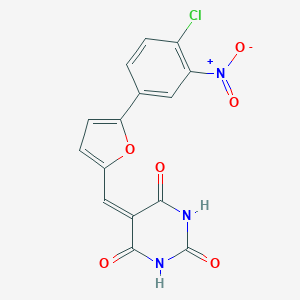 molecular formula C15H8ClN3O6 B422719 5-[(5-{4-chloro-3-nitrophenyl}-2-furyl)methylene]-2,4,6(1H,3H,5H)-pyrimidinetrione 