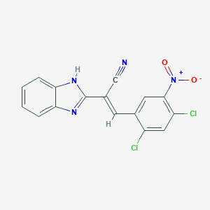 molecular formula C16H8Cl2N4O2 B422722 2-(1H-benzimidazol-2-yl)-3-{2,4-dichloro-5-nitrophenyl}acrylonitrile 