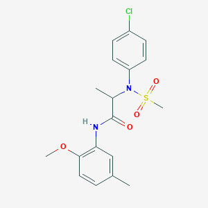 molecular formula C18H21ClN2O4S B4227233 N~2~-(4-chlorophenyl)-N~1~-(2-methoxy-5-methylphenyl)-N~2~-(methylsulfonyl)alaninamide 