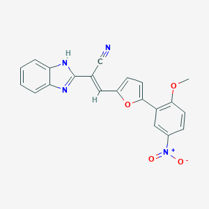 molecular formula C21H14N4O4 B422724 (2E)-2-(1H-benzimidazol-2-yl)-3-[5-(2-methoxy-5-nitrophenyl)furan-2-yl]prop-2-enenitrile 