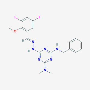 molecular formula C20H21I2N7O B422726 3,5-Diiodo-2-methoxybenzaldehyde [4-(benzylamino)-6-(dimethylamino)-1,3,5-triazin-2-yl]hydrazone 