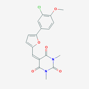 molecular formula C18H15ClN2O5 B422731 5-{[5-(3-chloro-4-methoxyphenyl)-2-furyl]methylene}-1,3-dimethyl-2,4,6(1H,3H,5H)-pyrimidinetrione 