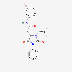 molecular formula C22H24FN3O3 B4227333 N-(3-fluorophenyl)-2-[3-isobutyl-1-(4-methylphenyl)-2,5-dioxo-4-imidazolidinyl]acetamide 