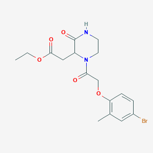 molecular formula C17H21BrN2O5 B4227363 ethyl {1-[(4-bromo-2-methylphenoxy)acetyl]-3-oxo-2-piperazinyl}acetate 