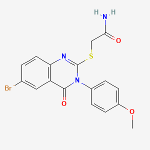 molecular formula C17H14BrN3O3S B4227374 2-{[6-bromo-3-(4-methoxyphenyl)-4-oxo-3,4-dihydro-2-quinazolinyl]thio}acetamide CAS No. 838263-75-5