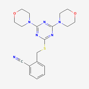 molecular formula C19H22N6O2S B4227384 2-{[(4,6-di-4-morpholinyl-1,3,5-triazin-2-yl)thio]methyl}benzonitrile 