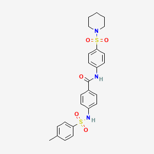 molecular formula C25H27N3O5S2 B4227396 4-{[(4-methylphenyl)sulfonyl]amino}-N-[4-(1-piperidinylsulfonyl)phenyl]benzamide 