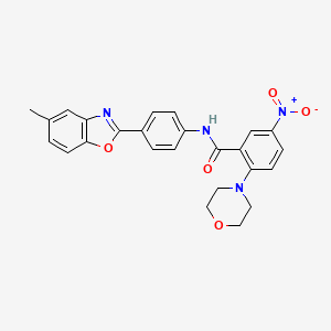molecular formula C25H22N4O5 B4227403 N-[4-(5-methyl-1,3-benzoxazol-2-yl)phenyl]-2-(4-morpholinyl)-5-nitrobenzamide 