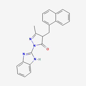 molecular formula C22H18N4O B4227443 2-(1H-benzimidazol-2-yl)-5-methyl-4-(1-naphthylmethyl)-2,4-dihydro-3H-pyrazol-3-one 