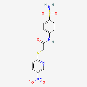 molecular formula C13H12N4O5S2 B4227469 N-[4-(aminosulfonyl)phenyl]-2-[(5-nitro-2-pyridinyl)thio]acetamide 