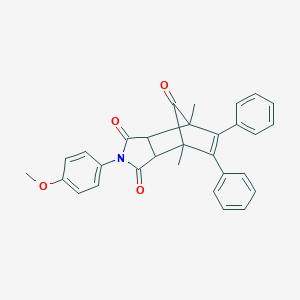 molecular formula C30H25NO4 B422750 4-(4-Methoxyphenyl)-1,7-dimethyl-8,9-diphenyl-4-azatricyclo[5.2.1.0~2,6~]dec-8-ene-3,5,10-trione 