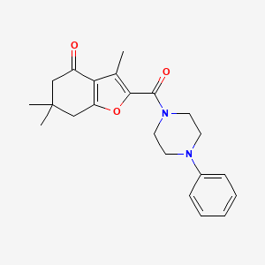 molecular formula C22H26N2O3 B4227503 3,6,6-trimethyl-2-[(4-phenyl-1-piperazinyl)carbonyl]-6,7-dihydro-1-benzofuran-4(5H)-one 