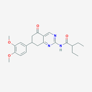 molecular formula C22H27N3O4 B4227557 N-[7-(3,4-dimethoxyphenyl)-5-oxo-5,6,7,8-tetrahydro-2-quinazolinyl]-2-ethylbutanamide 