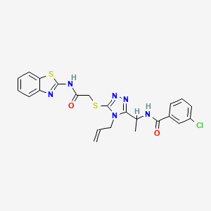 molecular formula C23H21ClN6O2S2 B4227597 N-[1-(4-allyl-5-{[2-(1,3-benzothiazol-2-ylamino)-2-oxoethyl]thio}-4H-1,2,4-triazol-3-yl)ethyl]-3-chlorobenzamide 