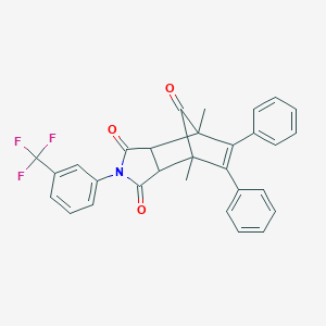 molecular formula C30H22F3NO3 B422761 4,7-dimethyl-5,6-diphenyl-2-[3-(trifluoromethyl)phenyl]-3a,4,7,7a-tetrahydro-1H-4,7-methanoisoindole-1,3,8-trione 