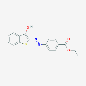 molecular formula C17H14N2O3S B422767 ethyl 4-[(E)-(3-hydroxy-1-benzothiophen-2-yl)diazenyl]benzoate 