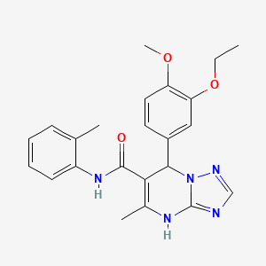 molecular formula C23H25N5O3 B4227677 7-(3-ethoxy-4-methoxyphenyl)-5-methyl-N-(2-methylphenyl)-4,7-dihydro[1,2,4]triazolo[1,5-a]pyrimidine-6-carboxamide 